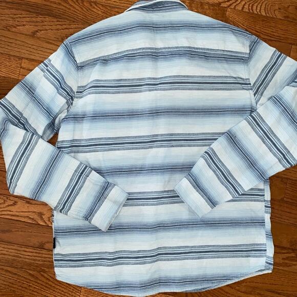 Patagonia $89 Fjord Organic Cotton Flannel Blue Stripe Mens MED EUC - Picture 6 of 9